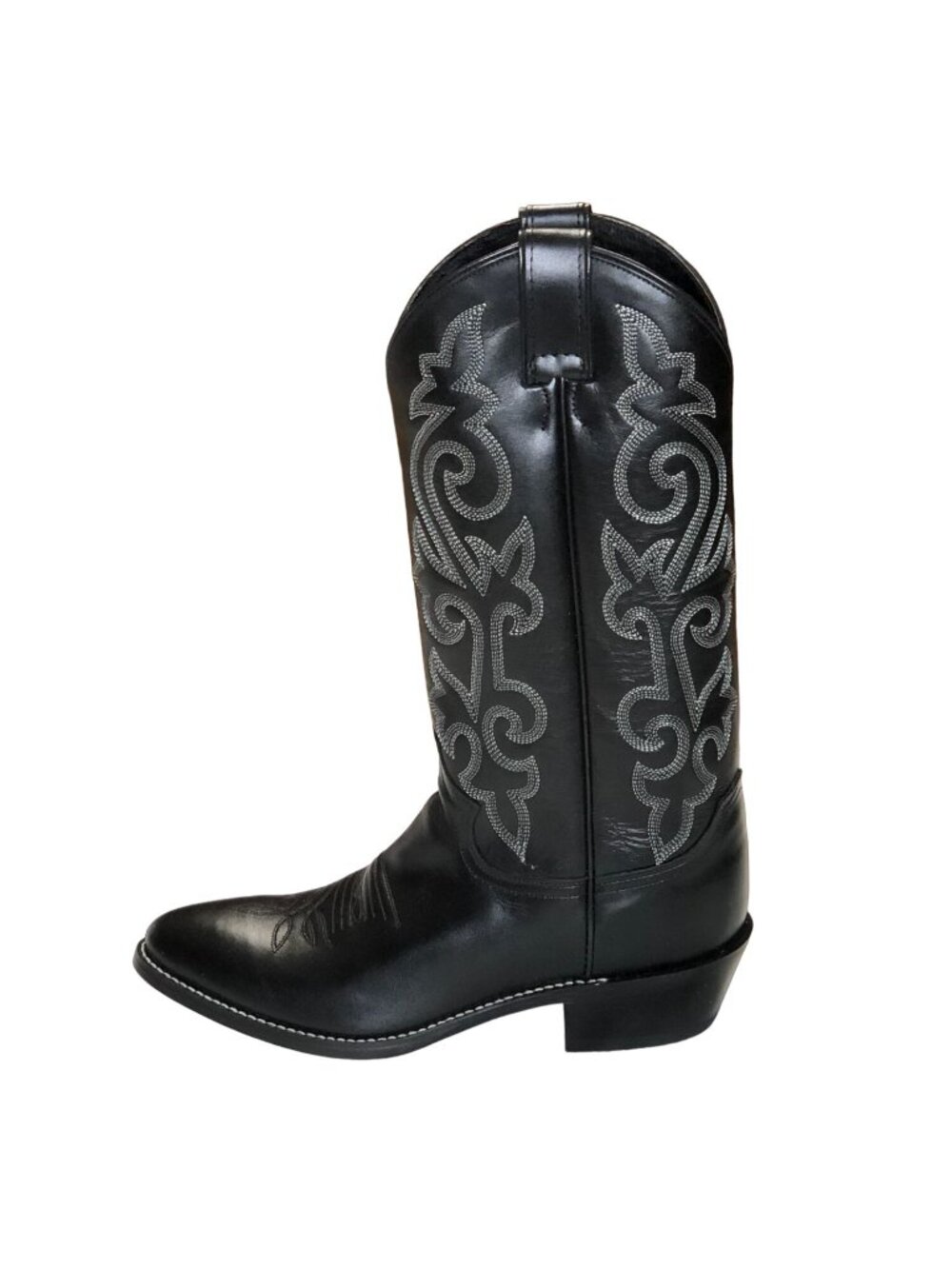 Justin 1409 Cowboy Boots Black Leather Buck Mens 7 1/2 B Western Pull On Rodeo